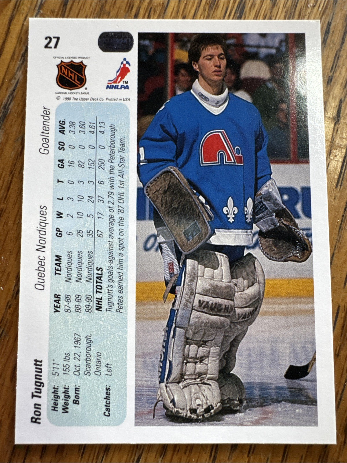 1990-91 Upper Deck - Ron Tugnutt #27