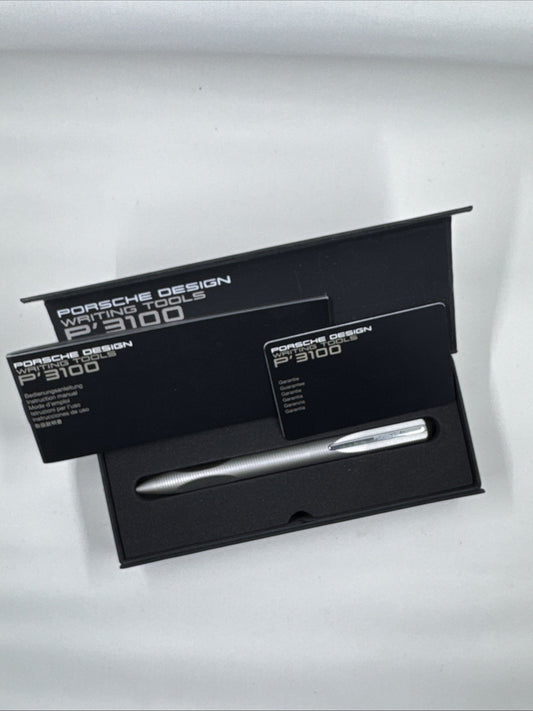 PORSCHE DESIGN x Faber-Castell P`3120 Silver Twisted Ballpoint Pen wz/Box&Manual