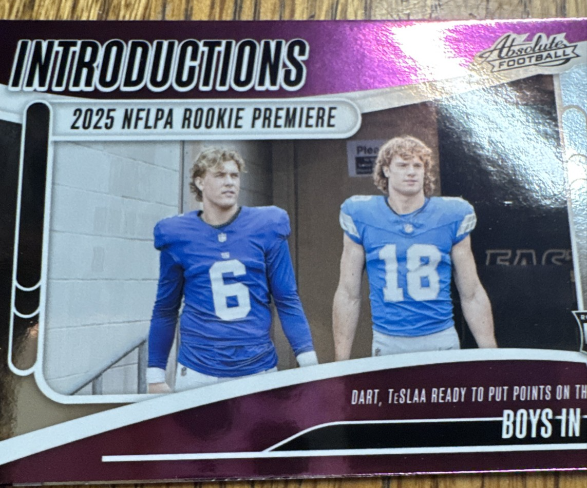 2025 Panini Absolute - Introductions Jaxson Dart, Isaac Teslaa #I-JDT (RC)