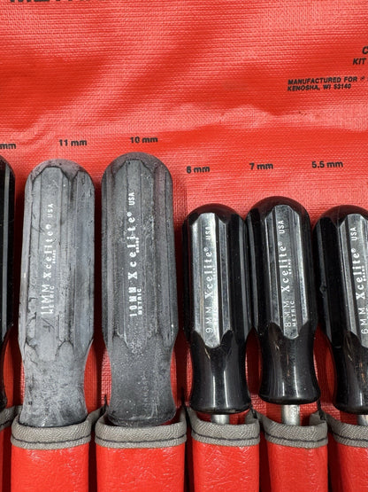 Snap-On Tools USA NDM1090AK 9pc Metric Nut Driver Set, Amber Handle w/ Kit Bag