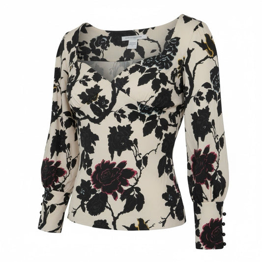 Diane Von Furstenberg floral fitted shirt Size Small