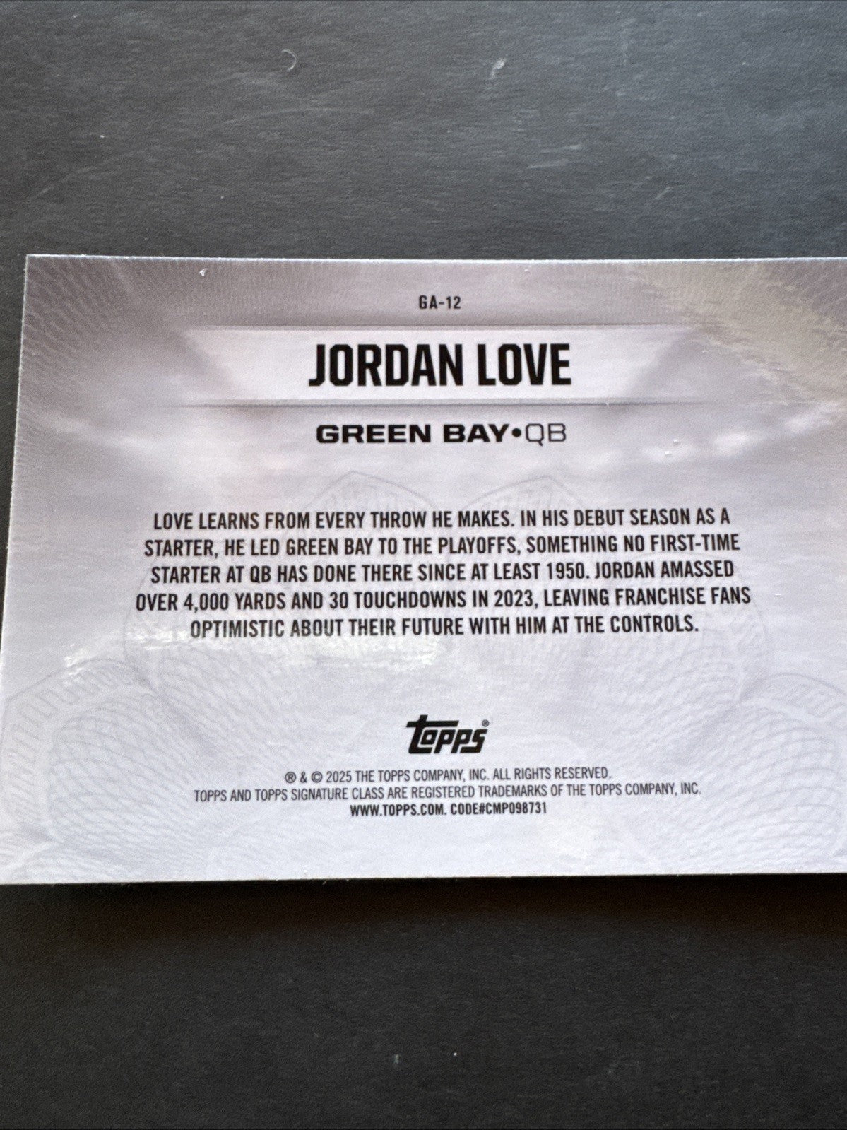 2024 Topps Signature Class - Gridiron Ambassadors Jordan Love #GA-12