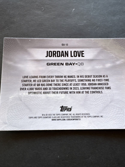 2024 Topps Signature Class - Gridiron Ambassadors Jordan Love #GA-12