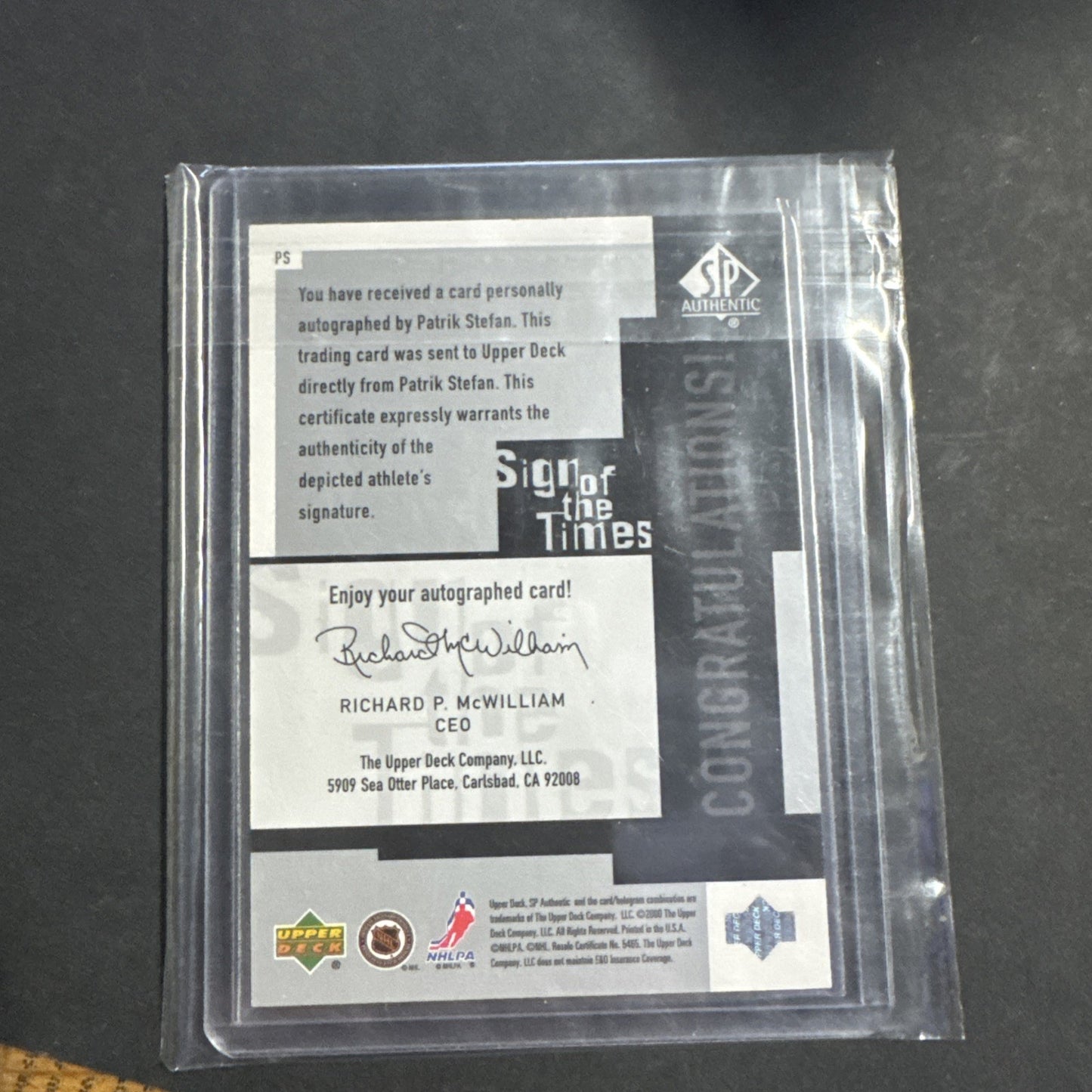 1999-00 SP Authentic - Sign of the Times Patrik Stefan #PS (AU, RC)
