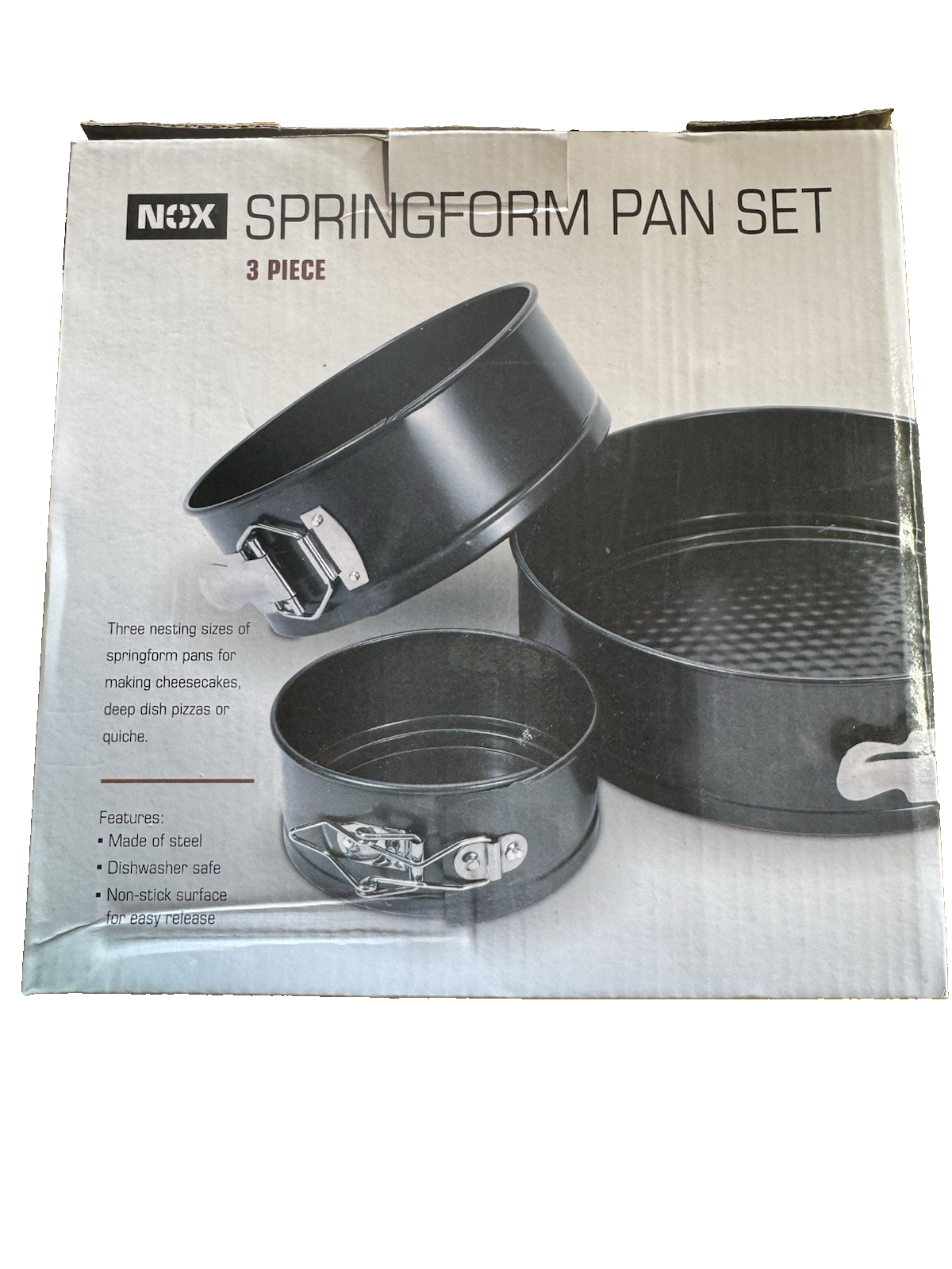 NEW Nonstick Springform Cake Pans Set 3 Pc Durable Easy Release Carbon Steel New