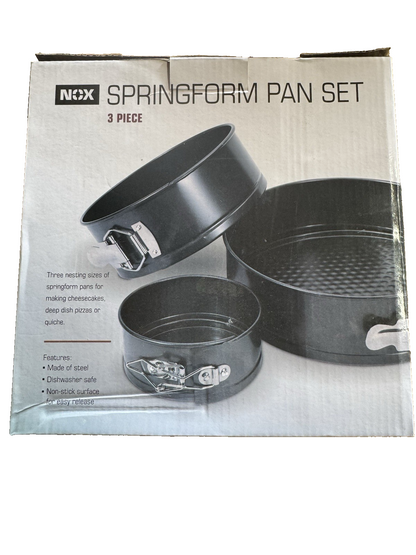 NEW Nonstick Springform Cake Pans Set 3 Pc Durable Easy Release Carbon Steel New