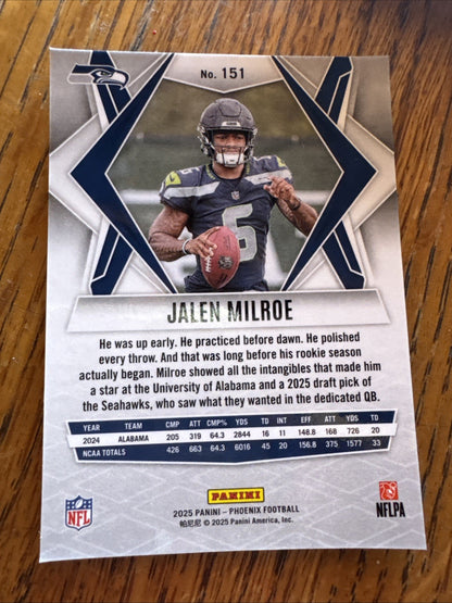 Panini Phoenix 2025 Jalen Milroe Rookie #151 Seahawks NFL Football Card