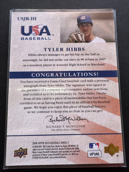 2008 Upper Deck - USA Baseball Junior National Team Tyler Hibbs #USJR-HI Blue...