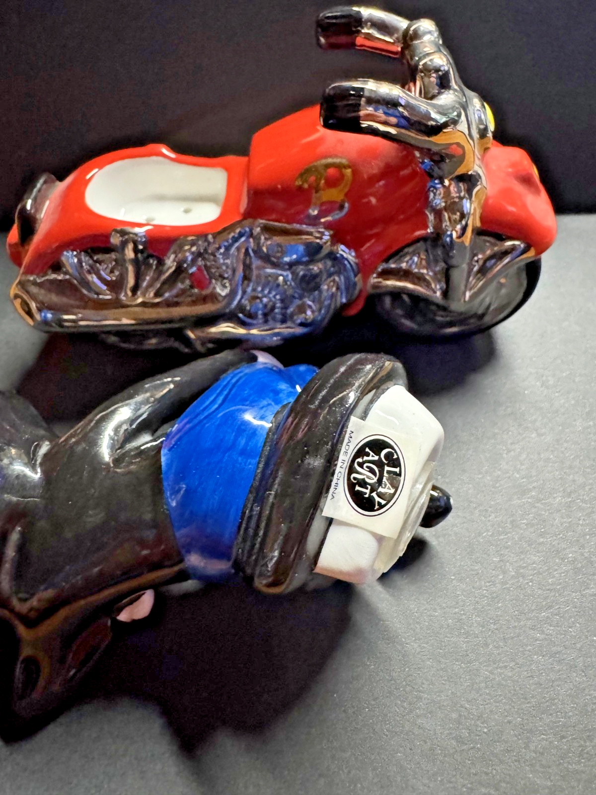 NEWBetty Boop On A Motorcycle Clay Art Salt & Pepper Shaker  Motorcycle Betty