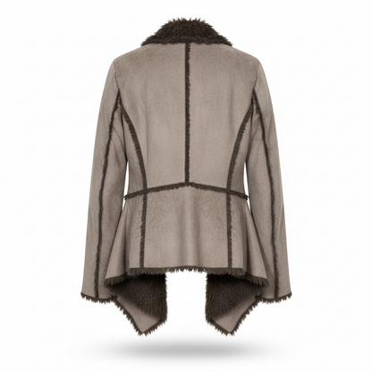 Fever Outerwear Faux Fur/Suede Patchwork Flowy Cardigan Coat Size Medium