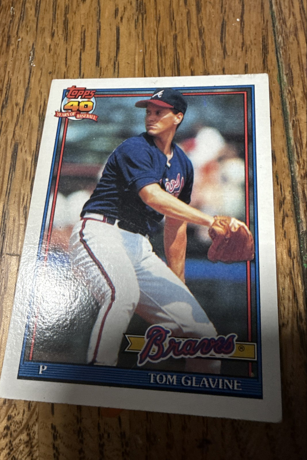 1991 Topps - Tom Glavine #82 B* Before Copryright; Bold 40th Anniversary Logo on