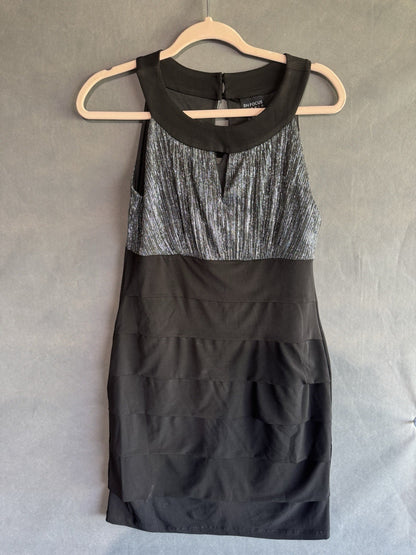 En Focus studio Black Silver Sleeveless High Neck Stretch Pencil Sheath Dress 8