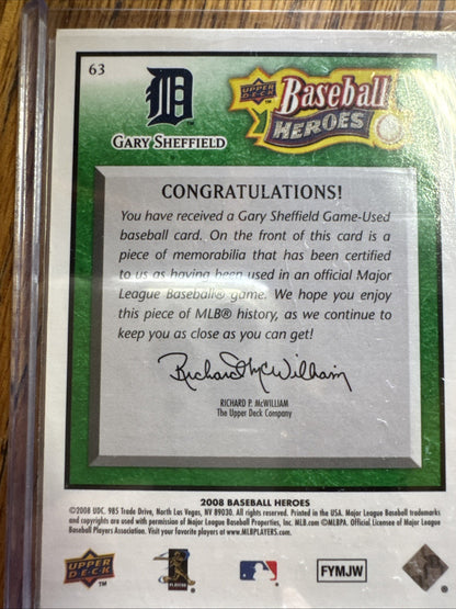2008 Upper Deck Baseball Heroes -Gary Sheffield #63 Emerald Memorabilia 14/25...