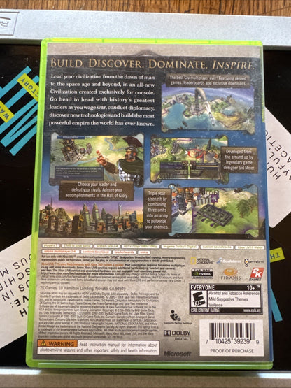 2K Games Sid Meier's Civilization Revolution Xbox 360 Strategy E10+ Manual Mult…