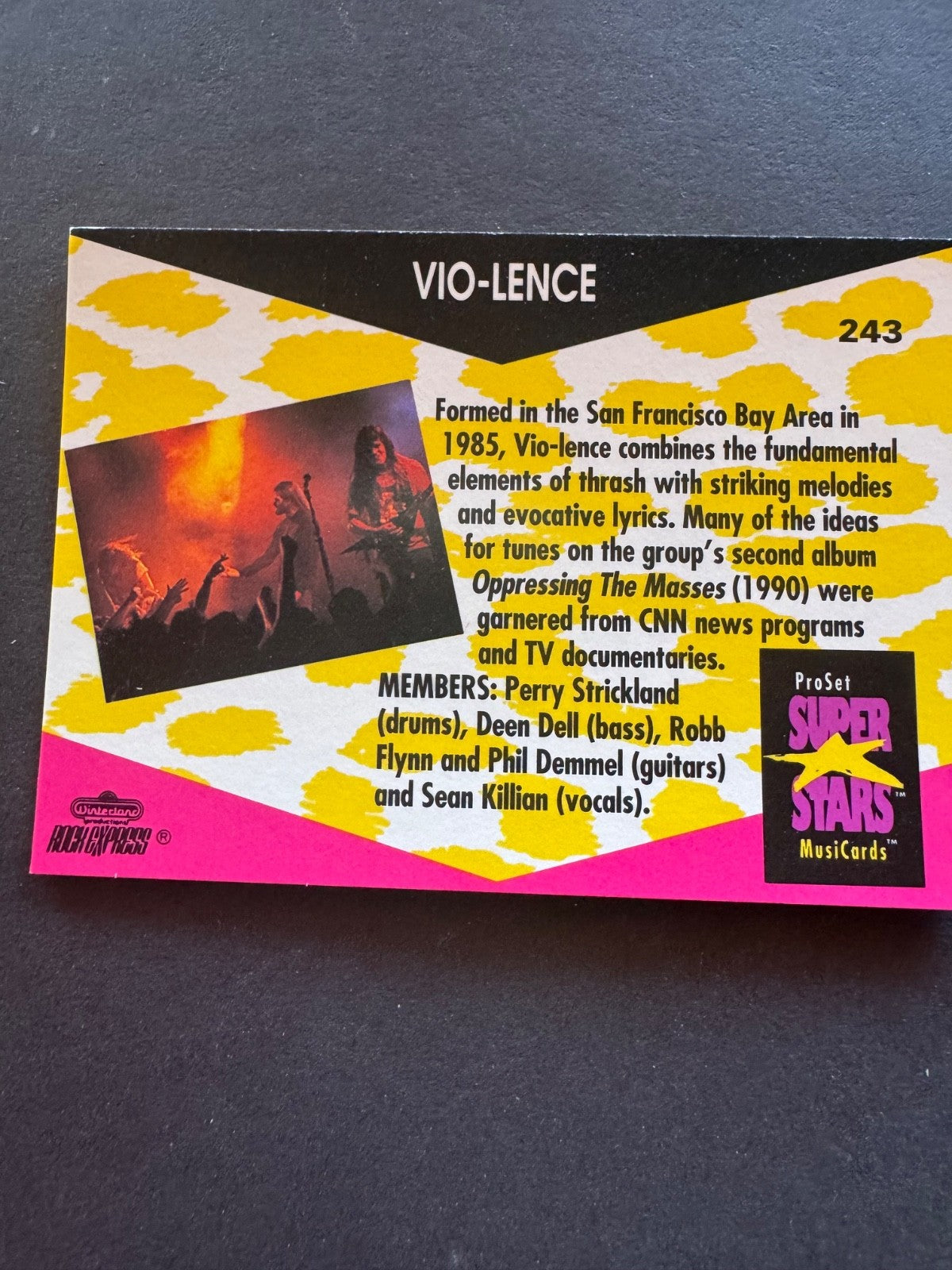 VIO-LENCE   #243.  MusiCards Super Stars Pro Set 1991. MC1