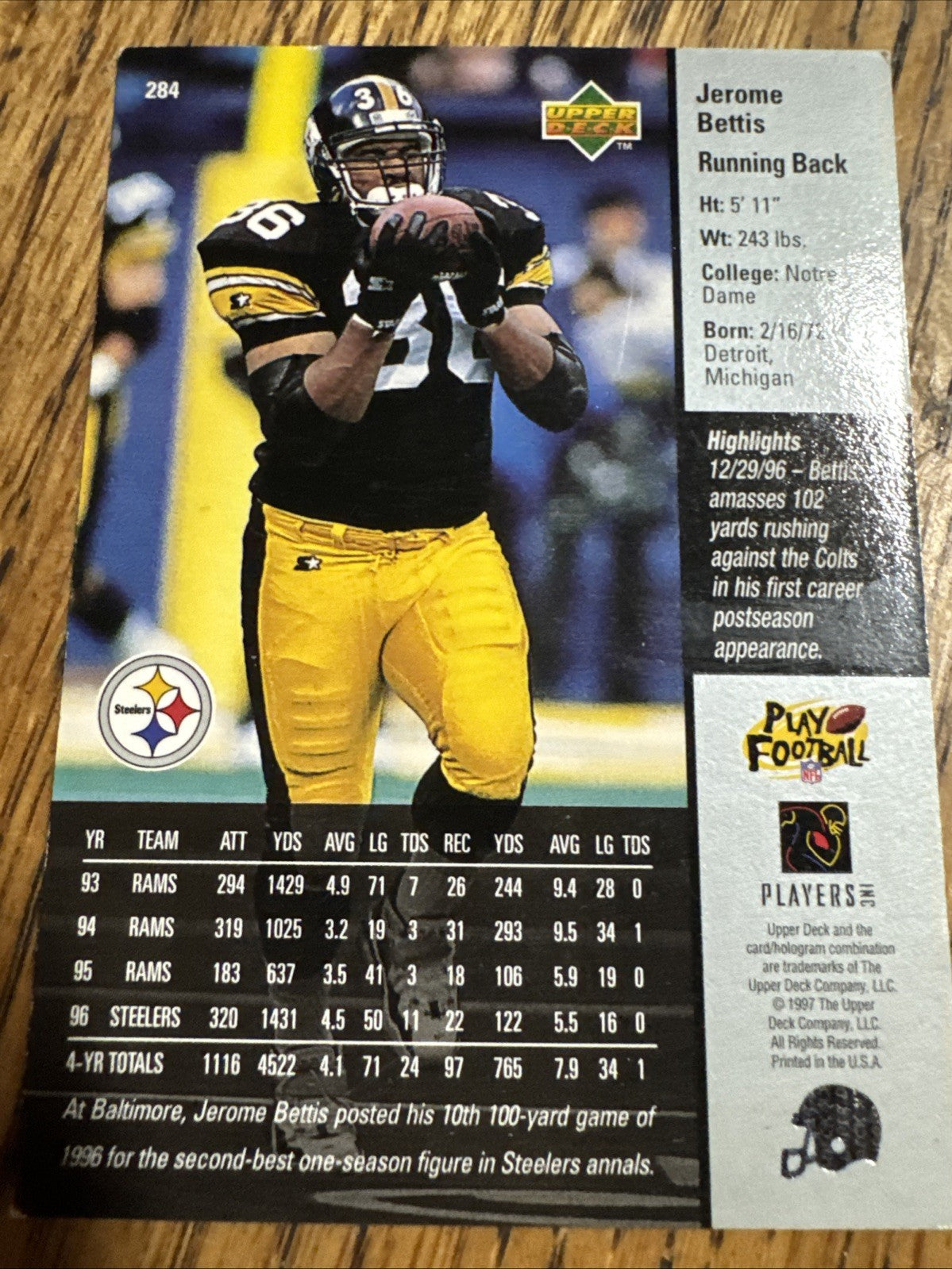1997 Upper Deck - Jerome Bettis #284