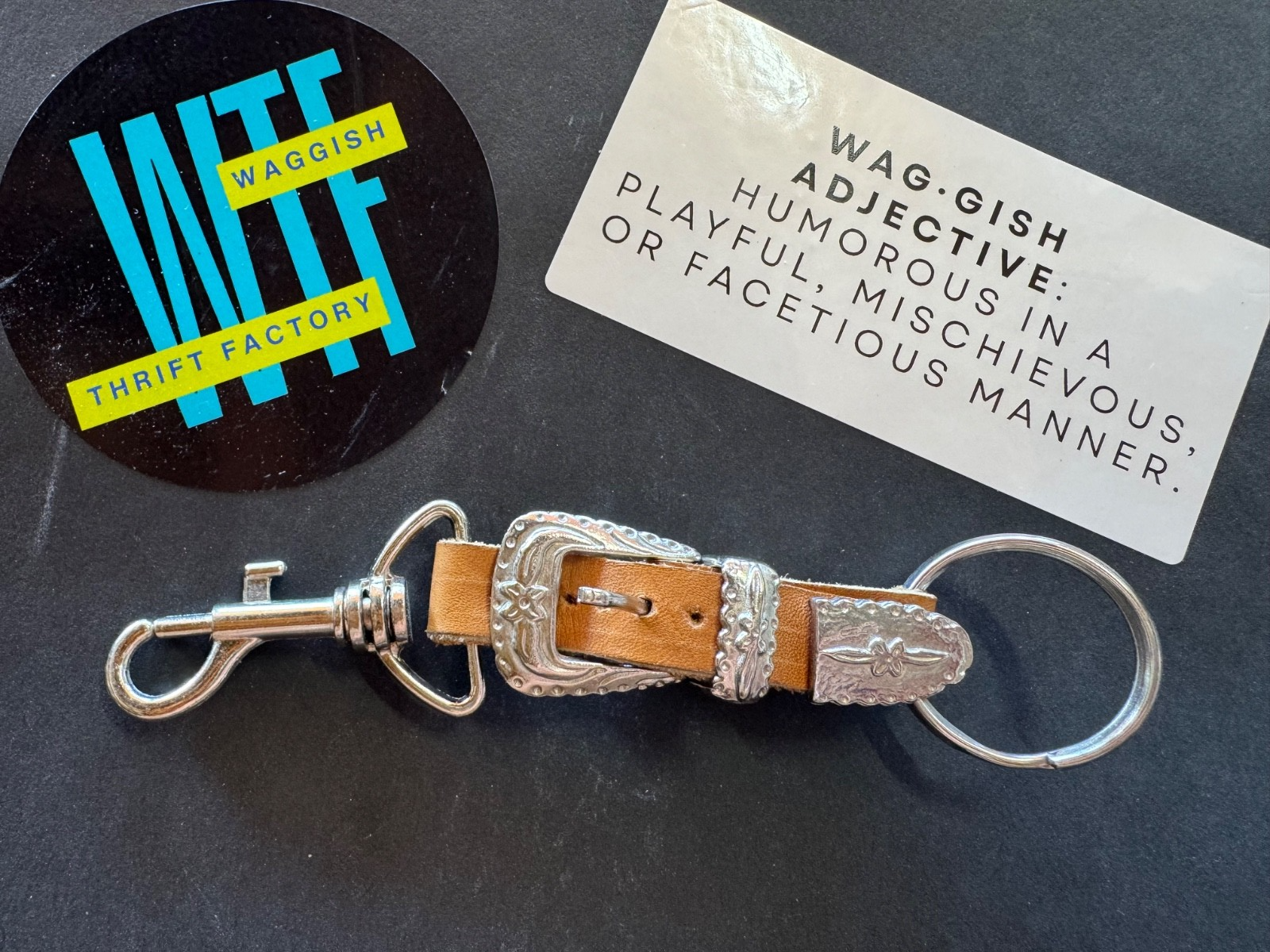 NEW Keyring w/Clip Buckle Set Brown Genuine Leather