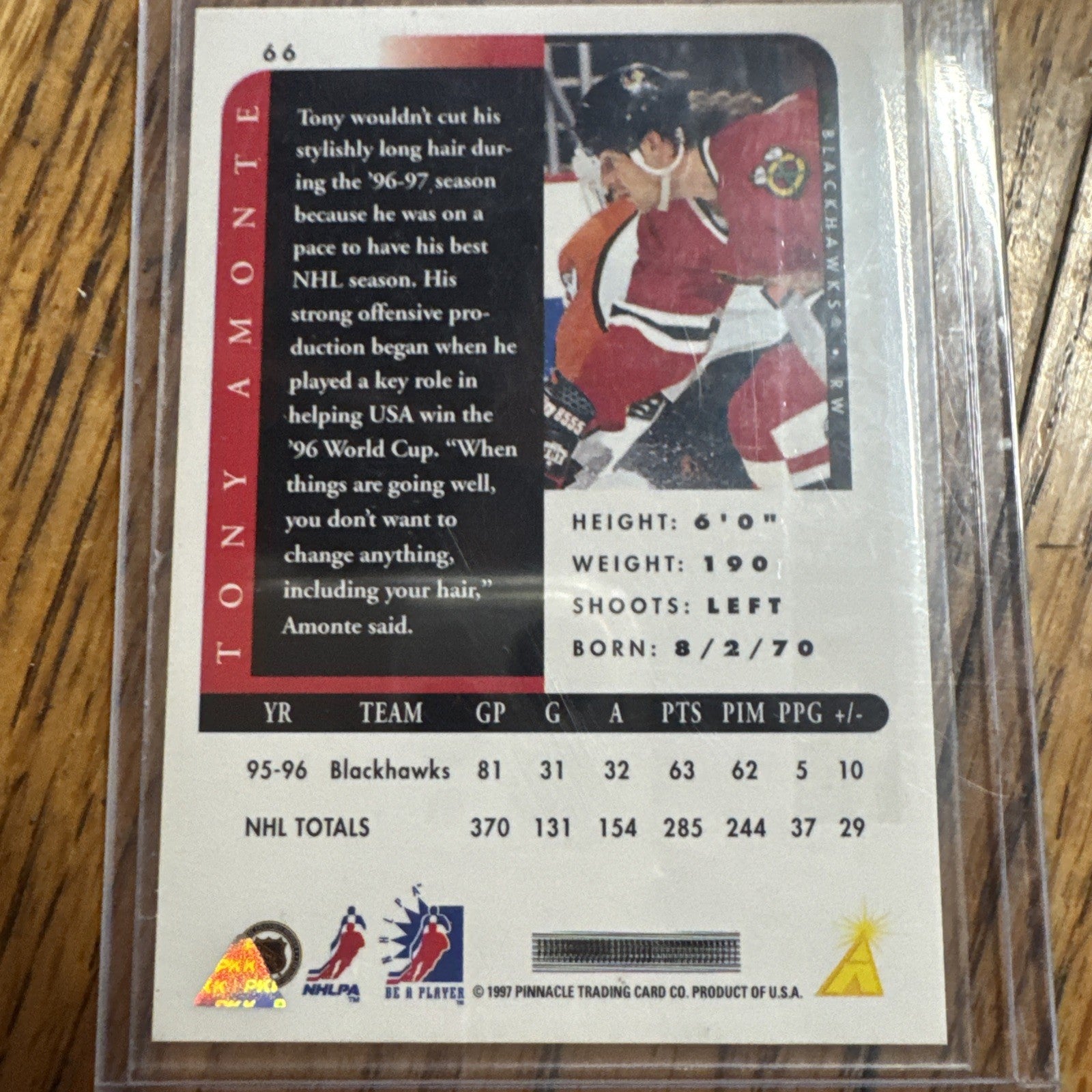 1996-97 Pinnacle Be a Player Silver Autographs Tony Amonte Auto Chicago #66