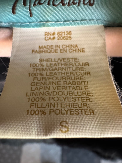 Marciano Suede Vest With Studs Black Rabbit Fur Trim Size Small