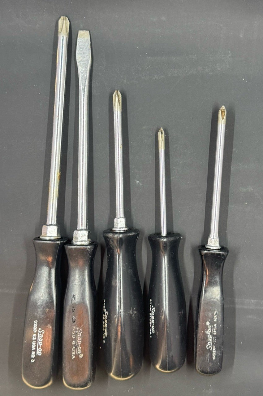 Vintage 5 Lot Snap On Phillips Flat Head Screwdriver Set SSDP6 SSD6 STDP 42 & 31