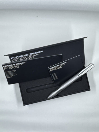 PORSCHE DESIGN x Faber-Castell P`3120 Silver Twisted Ballpoint Pen wz/Box&Manual