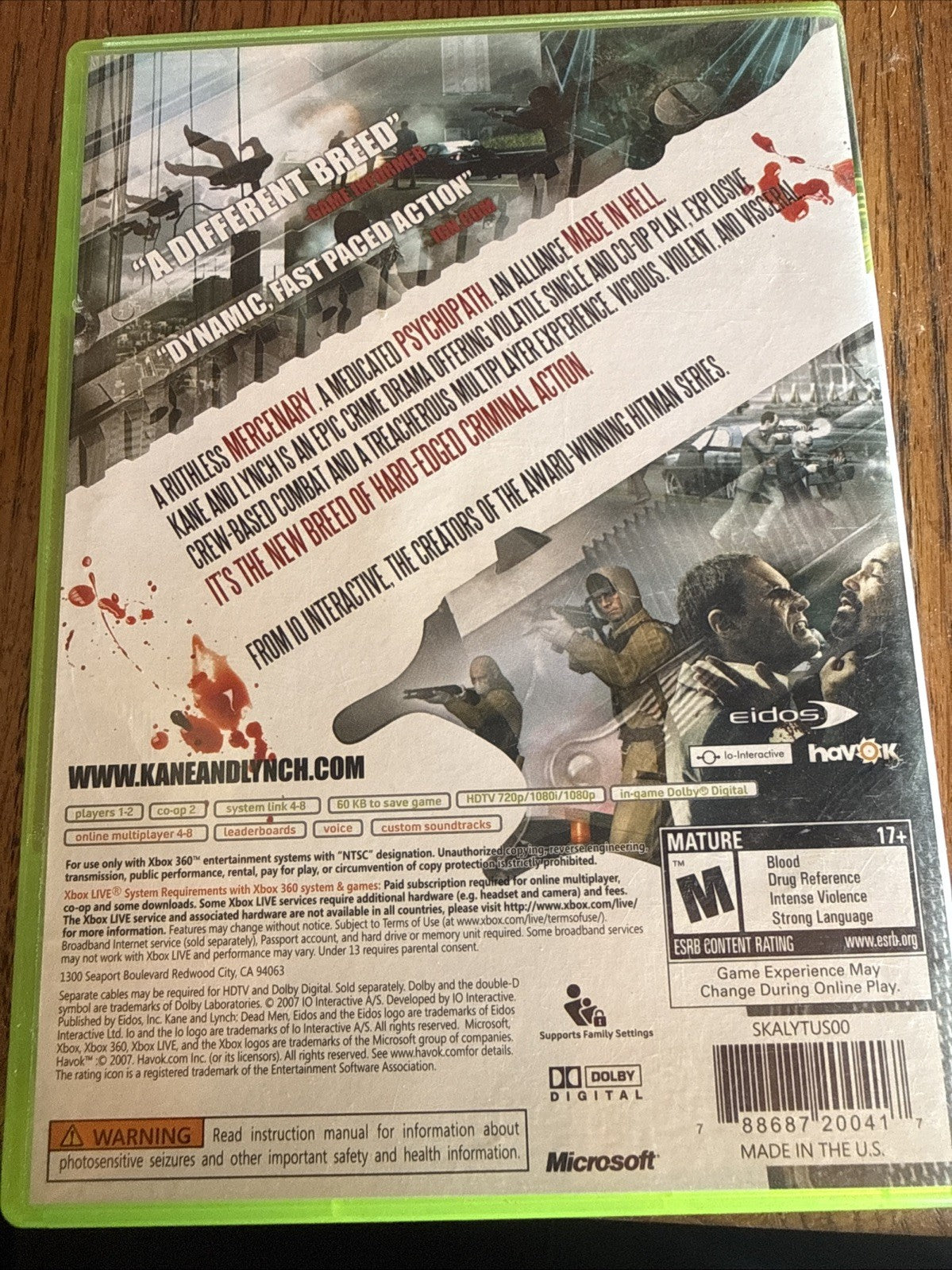 Kane & Lynch 2: Dog Days (Microsoft Xbox 360, 2010)