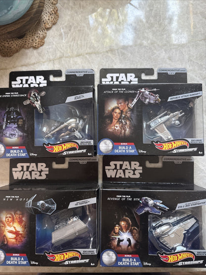 4- Star Wars Hot Wheels Commemorative Series #2-5 of 9 Starships