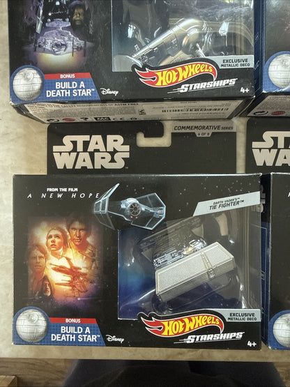 4- Star Wars Hot Wheels Commemorative Series #2-5 of 9 Starships