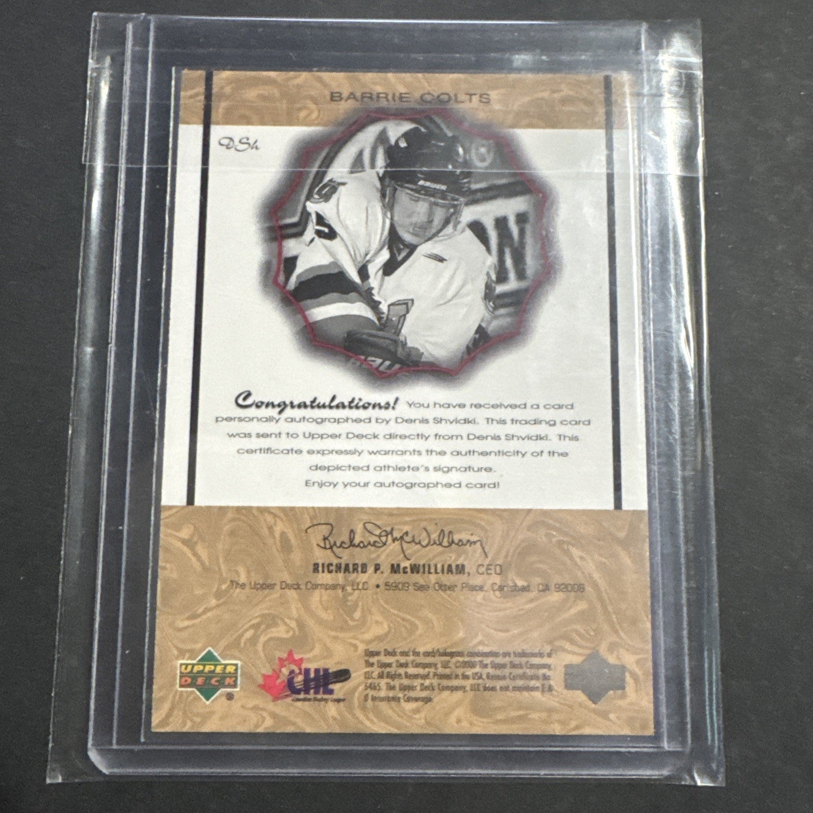 1999-00 Upper Deck Prospects Signatures of Tradition Denis Shvidki Auto ID:24