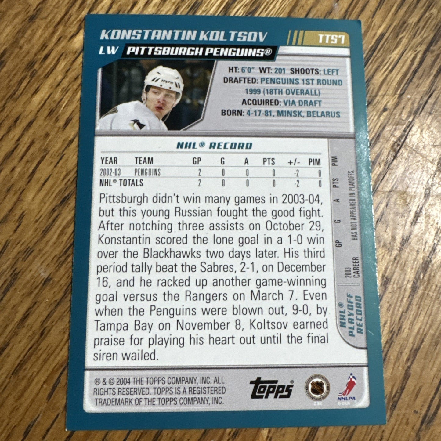 2003-04 Topps Traded - Konstantin Koltsov #TT57