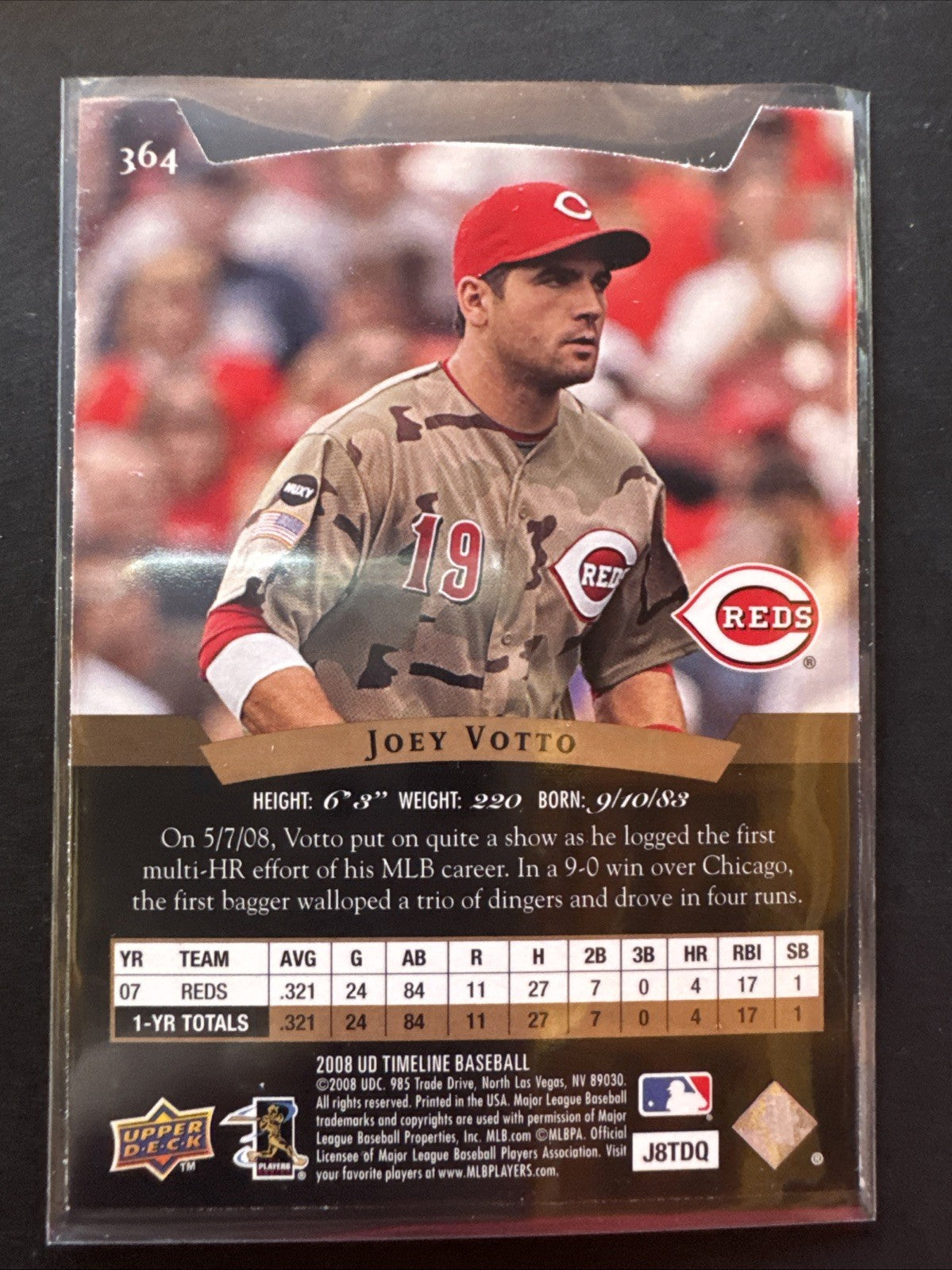 2008 Upper Deck Timeline - Joey Votto #364 (RC)
