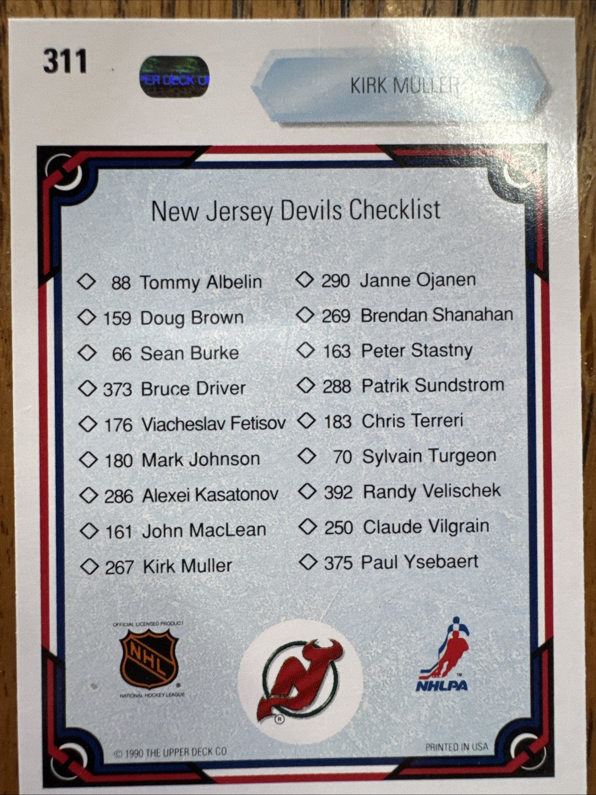 1990-91 Upper Deck - Team Checklist Kirk Muller #311