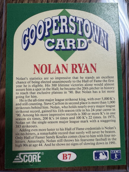 1991 Score - Factory Set Cooperstown Nolan Ryan #B7