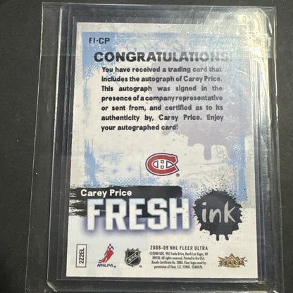 Rare!!2008-09 Fleer Ultra Fresh Ink Carey price  #FI-CP Auto