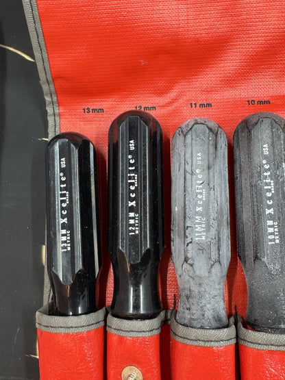 Snap-On Tools USA NDM1090AK 9pc Metric Nut Driver Set, Amber Handle w/ Kit Bag