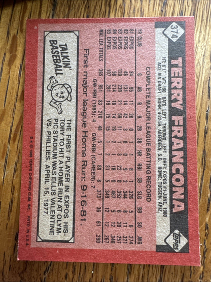 1986 Topps - Terry Francona #374