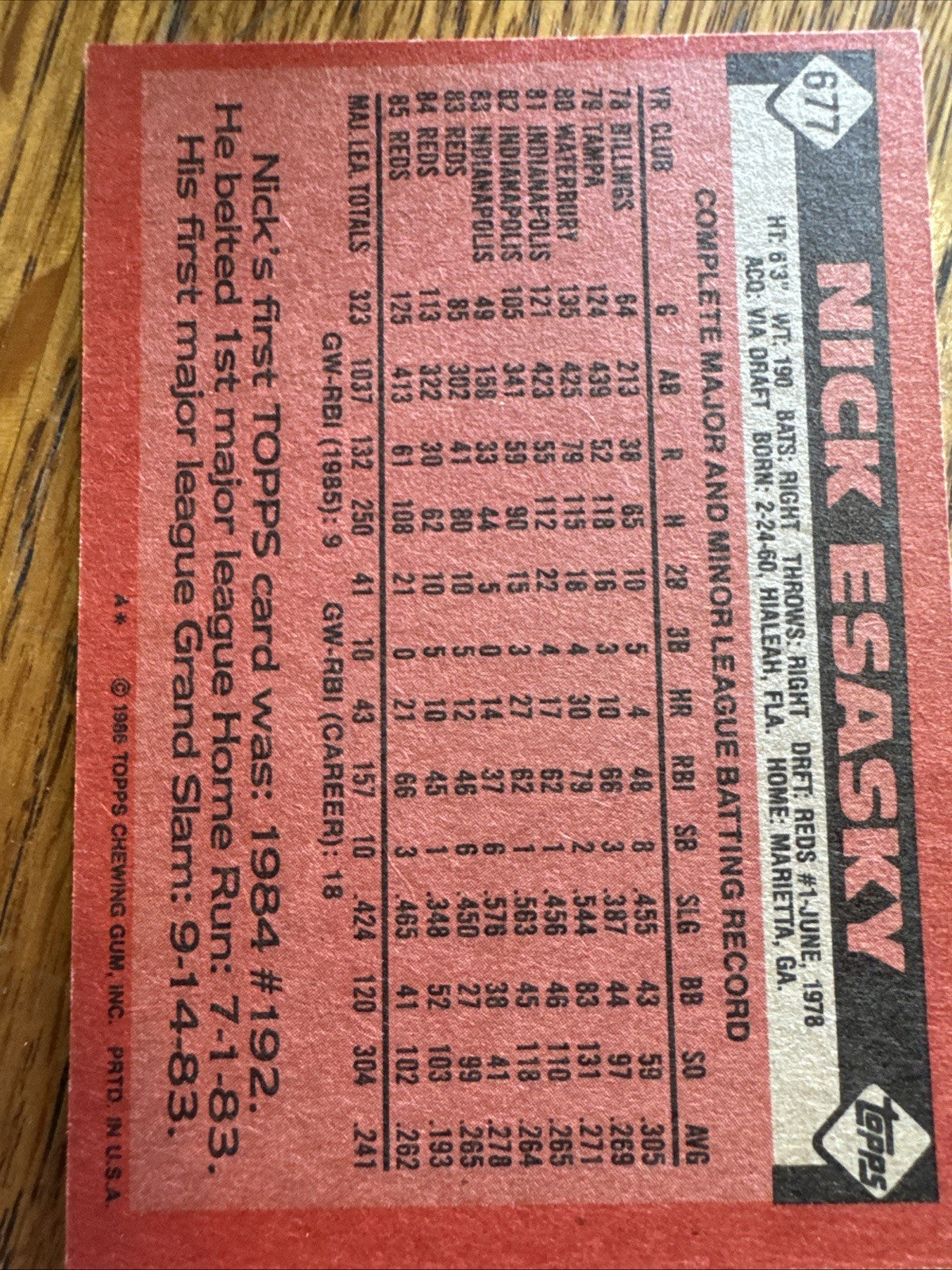 1986 Topps - Nick Esasky #677