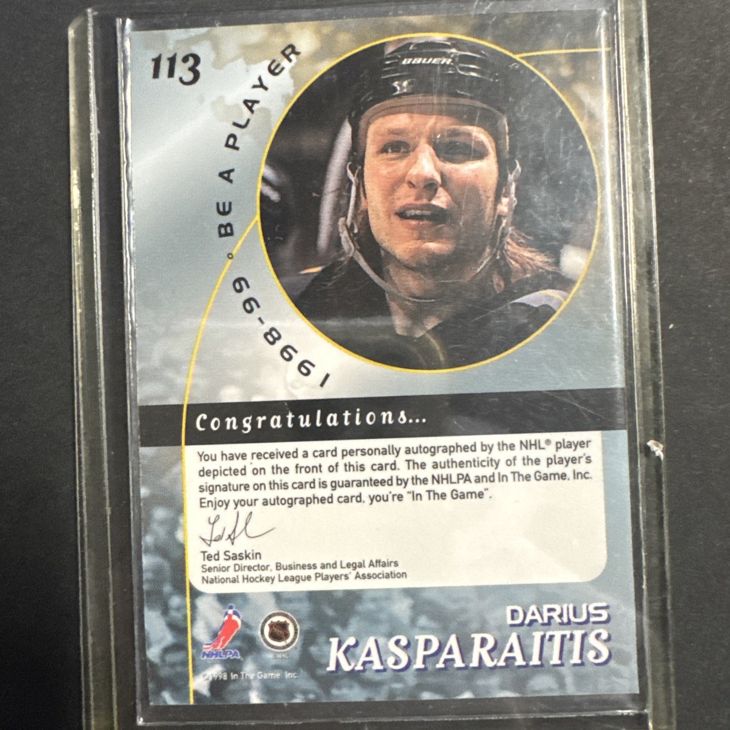 1998-99 In the Game Be A Player - Darius Kasparaitis #113 Silver Autographs (AU)