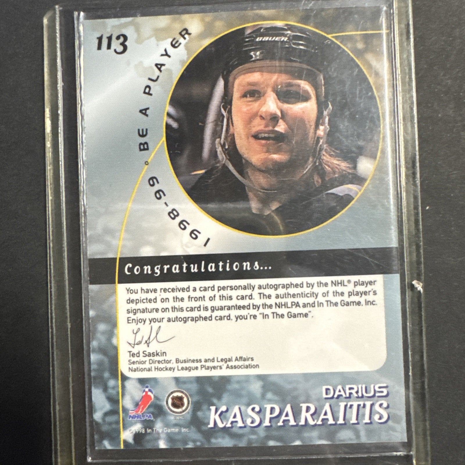 1998-99 In the Game Be A Player - Darius Kasparaitis #113 Silver Autographs (AU)