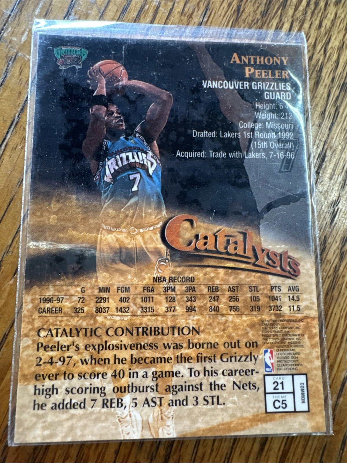 1997-98 Topps Finest - Common Bronze Anthony Peeler #21 Refractor