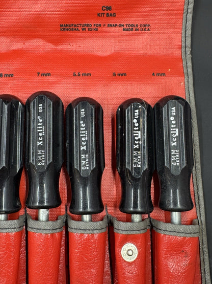 Snap-On Tools USA NDM1090AK 9pc Metric Nut Driver Set, Amber Handle w/ Kit Bag