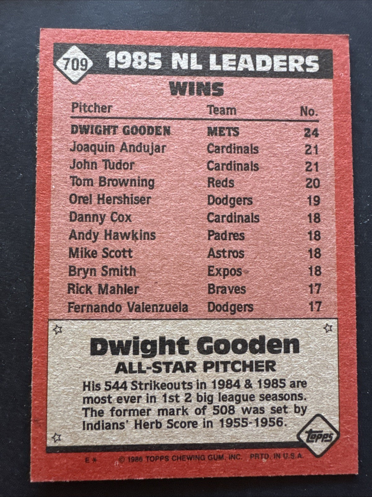 1986 Topps - All-Star Dwight Gooden #709