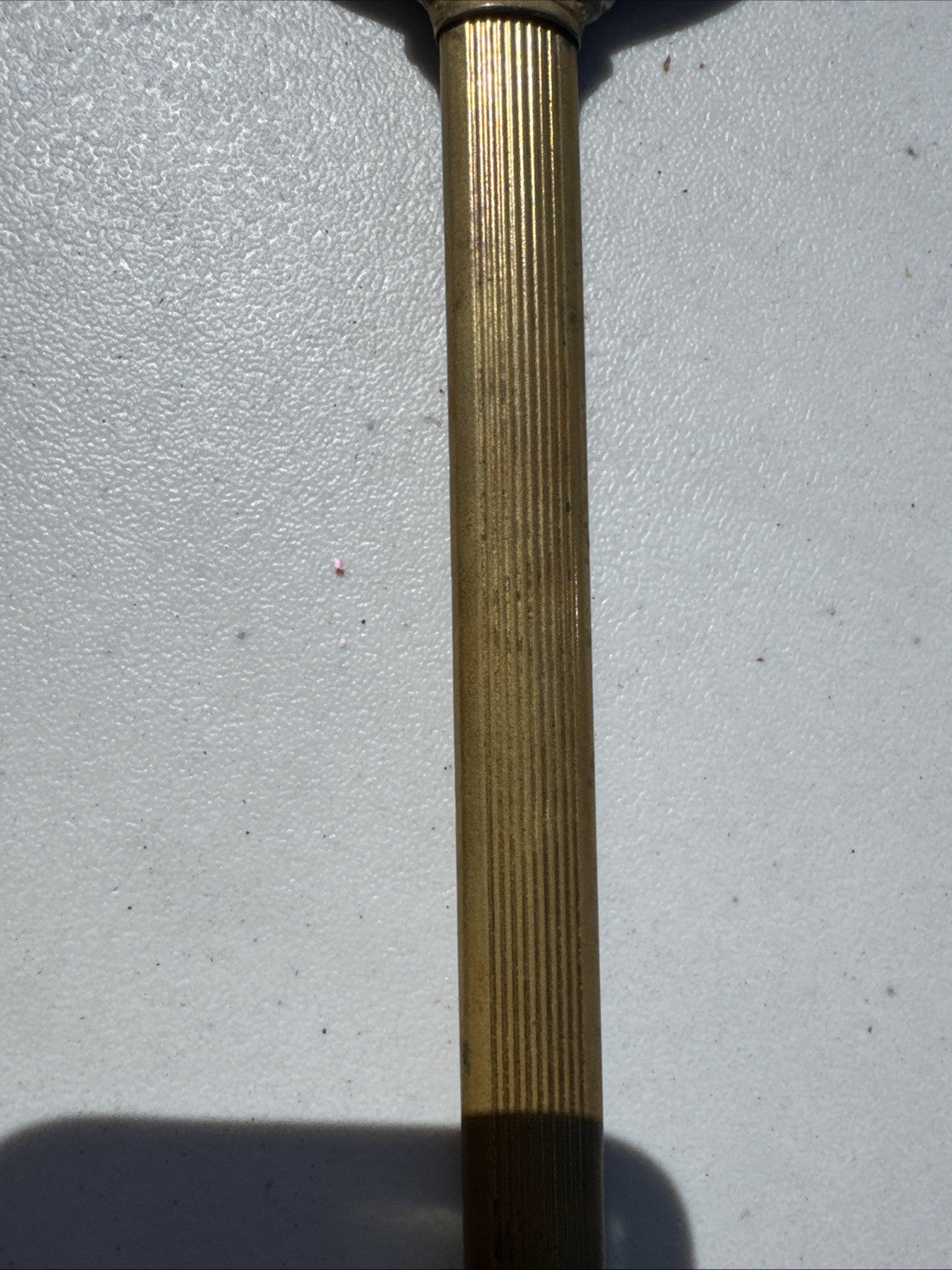 Rare Vintage 1950s Gold Tone  Brass Hand Held Vanity Mirror w/Floral(13in)