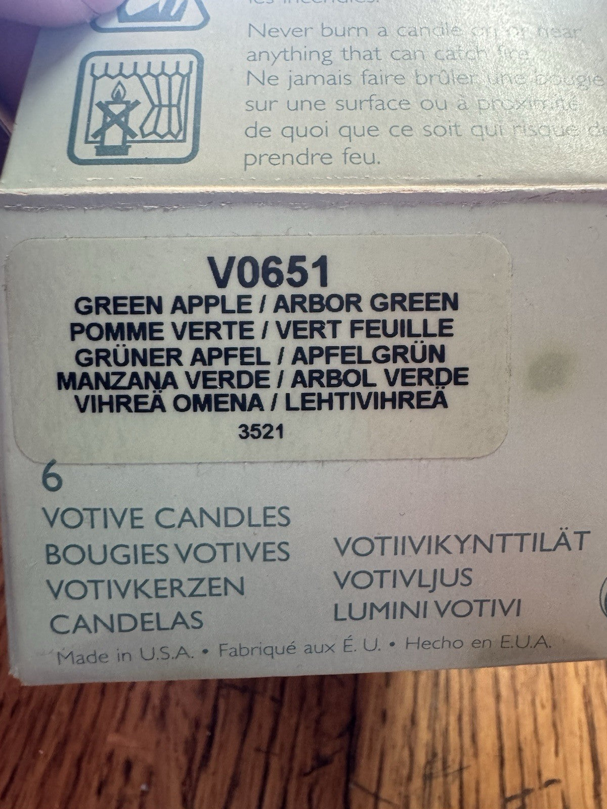 PartyLite GREEN APPLE Votive Candles Box of 6 V0651 NEW Retired