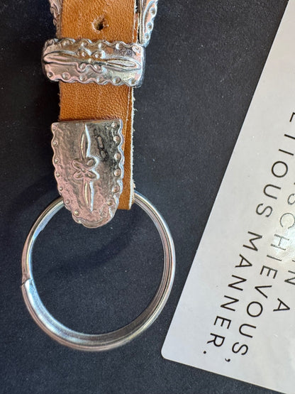 NEW Keyring w/Clip Buckle Set Brown Genuine Leather