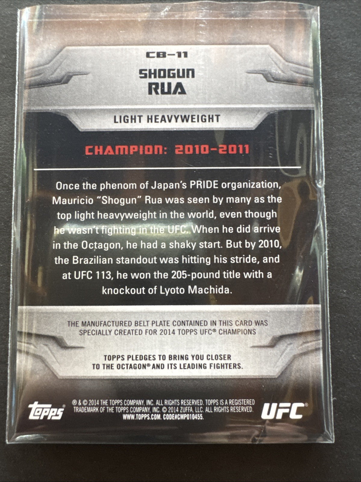 2014 Topps UFC Champions - Single Belt Manufactured Relics Shogun Rua #CB-11