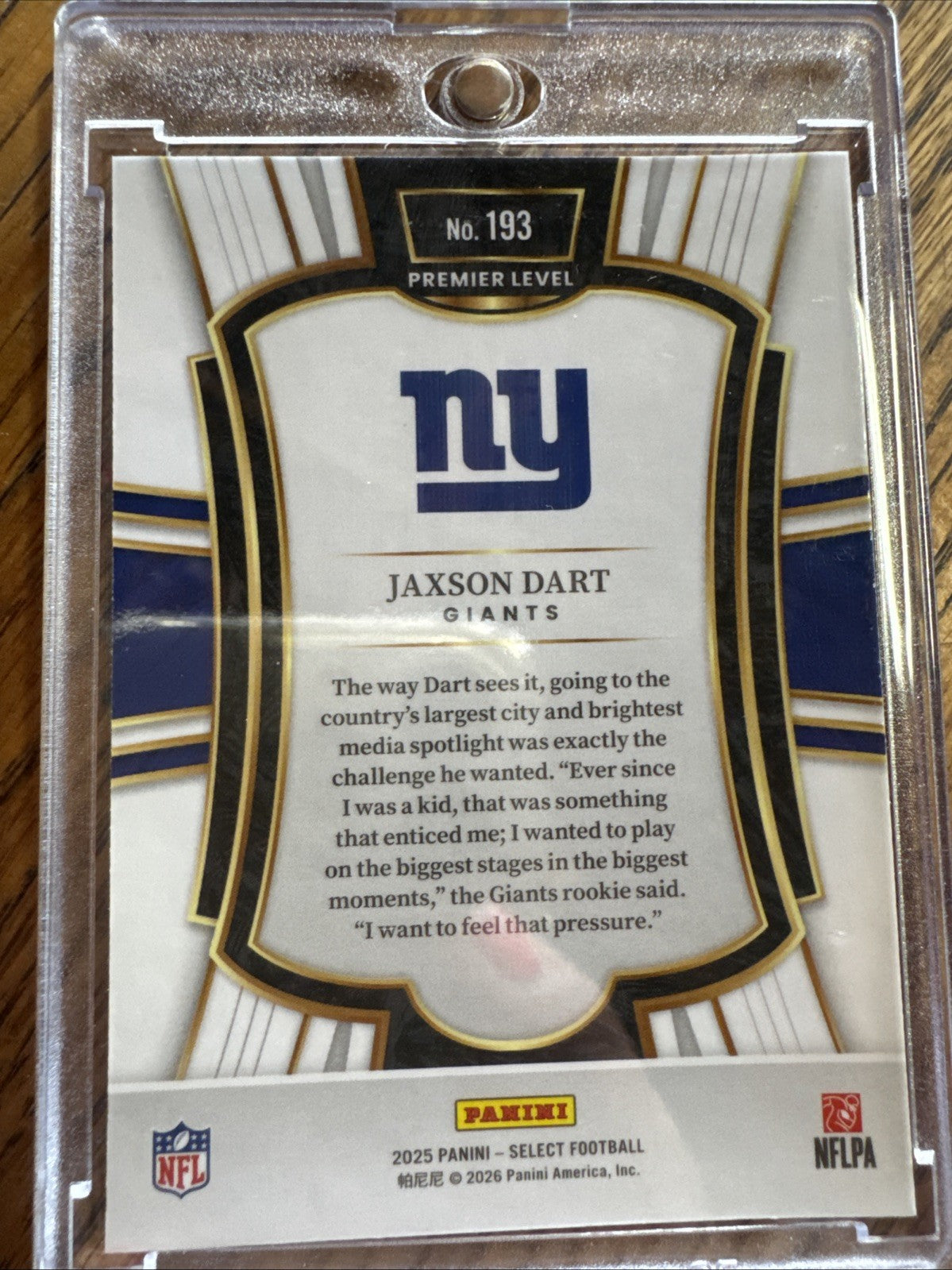 2025 Panini Select - Premier Level Jaxson Dart #193 Silver Prizm (RC)