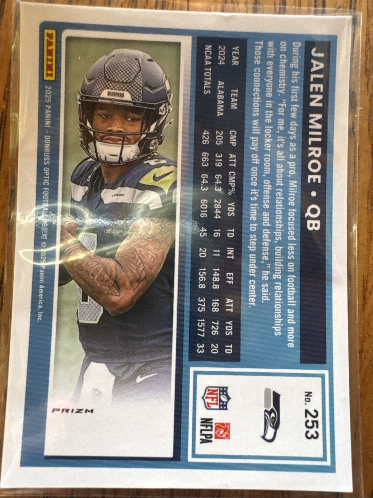 2025 Panini Donruss Optic - Rated Rookie Jalen Milroe #253 Purple Shock Prizm...
