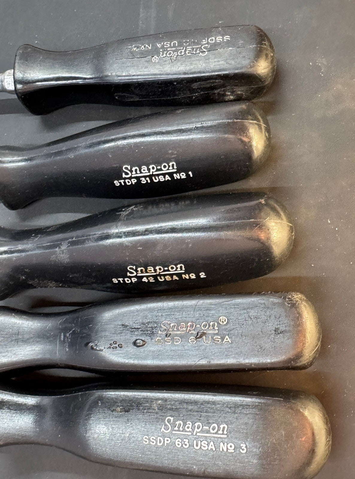 Vintage 5 Lot Snap On Phillips Flat Head Screwdriver Set SSDP6 SSD6 STDP 42 & 31