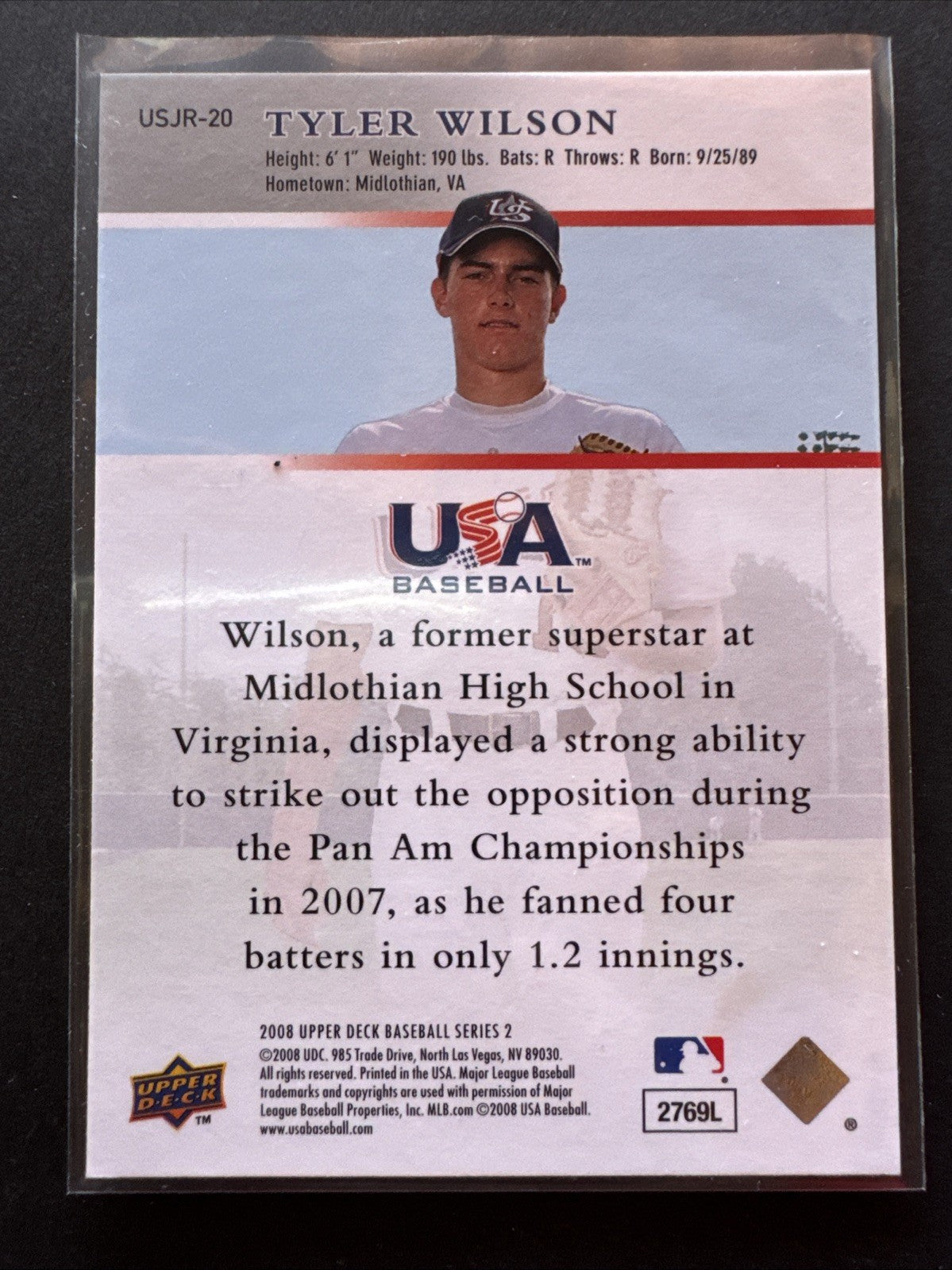 2008 Upper Deck - USA Baseball Junior National Team Tyler Wilson #USJR-20 (RC)